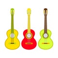 Three  Mexican guitar set. Vector isolated illustration on white background.  Music icons and melody template Royalty Free Stock Photo
